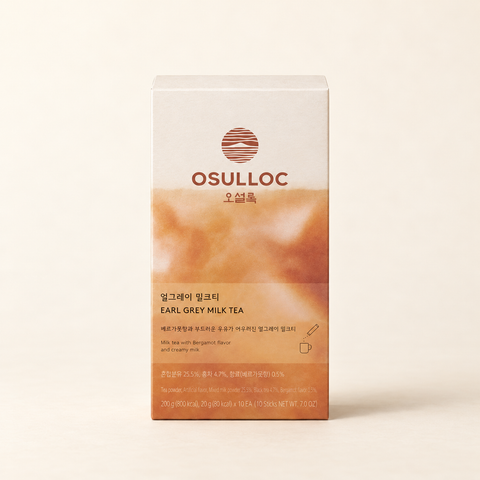 OSULLOC Earl Grey Milk Tea — Carton on a warm ivory background.