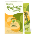 TEAZEN Kombucha Korean Plum — Yellow-and-green kombucha box and individual stick.