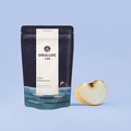 OSULLOC Moon Walk Tea — Dark blue pouch beside a cut pear on a blue background.