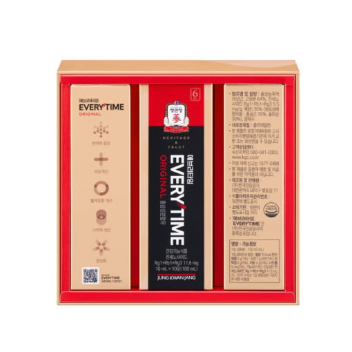 Jung Kwan Jang EveryTime — Open red presentation box with a black-and-red carton between two printed beige panels.