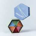 OSULLOC Tea Variation Essence — Caja de regalo hexagonal abierta con sobres de té dispuestos en una rueda de colores.