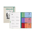 OSULLOC Tea Variation O Gift Set — Caja de regalo abierta como un libro con seis compartimentos de sobres de té de colores.