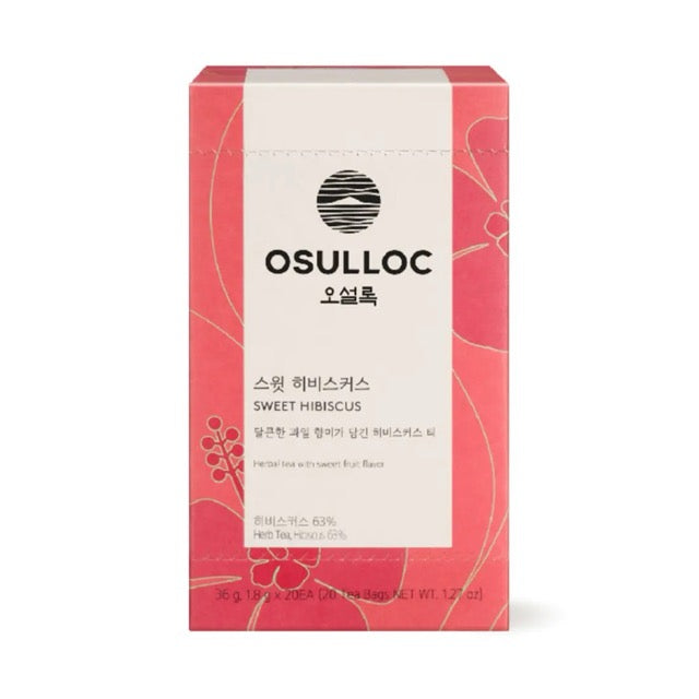 OSULLOC Sweet Hibiscus — Coral-and-white Sweet Hibiscus box on white.